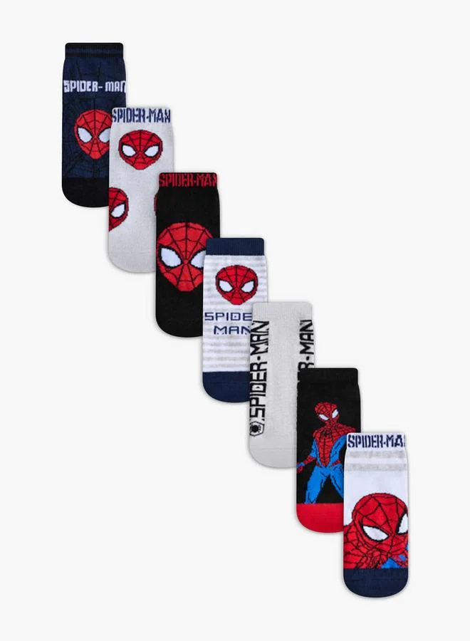 مارفل Pack Of 7 Boys Socks Ankle Length Spider-Man Print